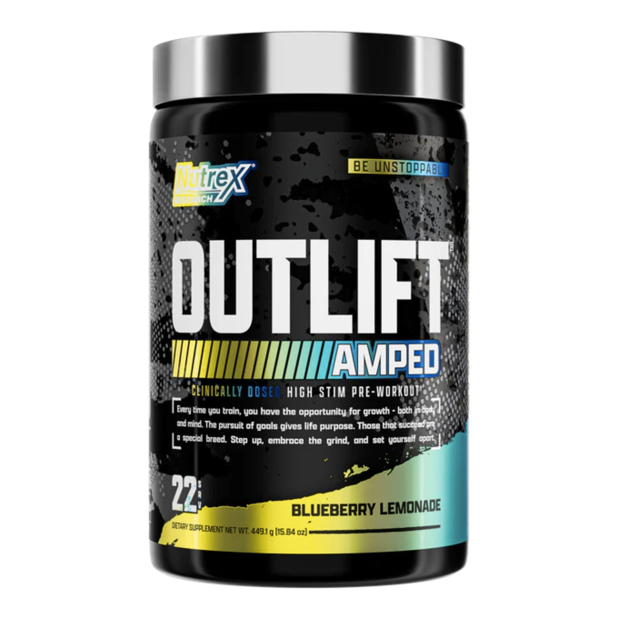 OUTLIFT Amped High Stim Pre workout by Nutrex Research PRE WORKOUT NUTREX Blueberry Lemonade 