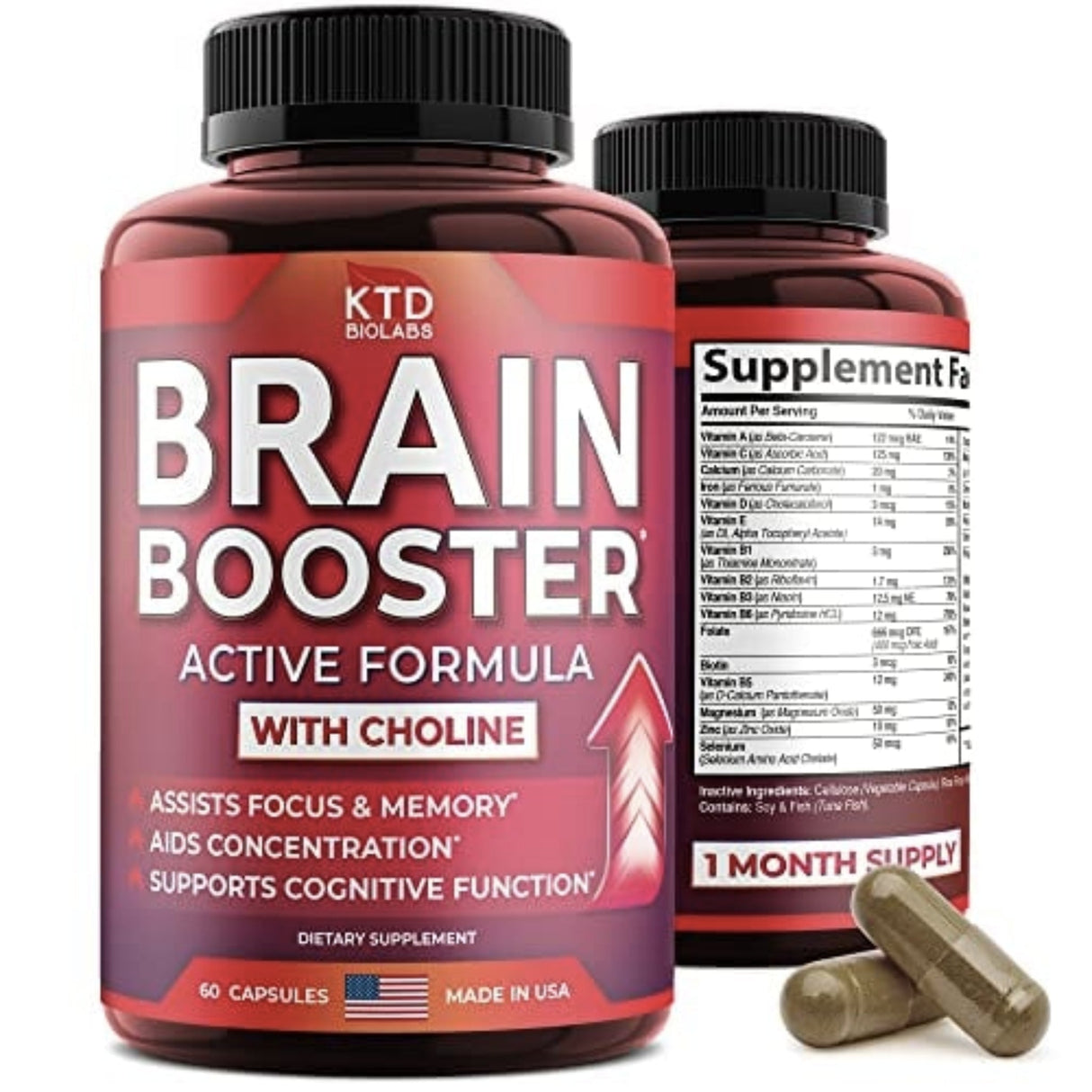 Brain Booster Formula by KTD Biolabs BRAIN BOOSTER SUPPS247 60 Counts 