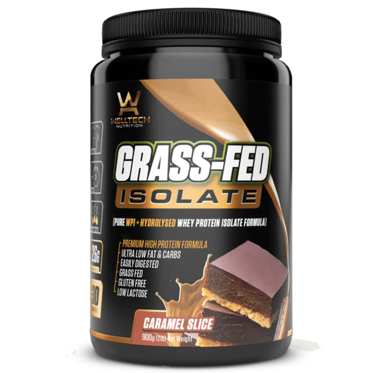 Grass-Fed Isolate by Welltech Nutrition Protein isolate SUPPS247 Caramel Slice 2 LB  - Image 3