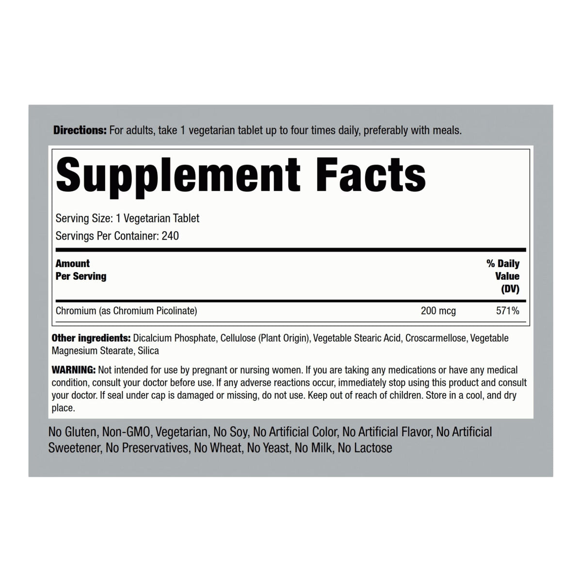 Piping Rock Chromium Picolinate 200 mcg GENERAL HEALTH Piping Rock  - Image 2