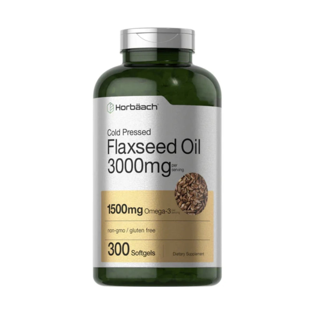 Horbaach Cold Pressed Flaxseed Oil 3000 mg omega 3 Amazon 300 Softgels 