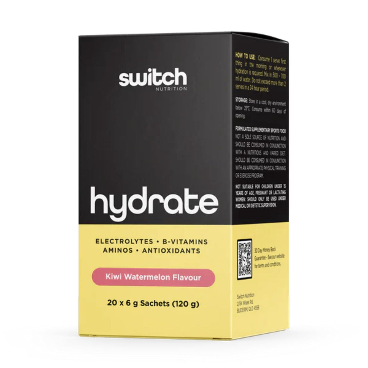 Hydrate by Switch Nutrition Hydration SWITCH NUTRITION Kiwi Watermelon 20 Sachets  - Image 1