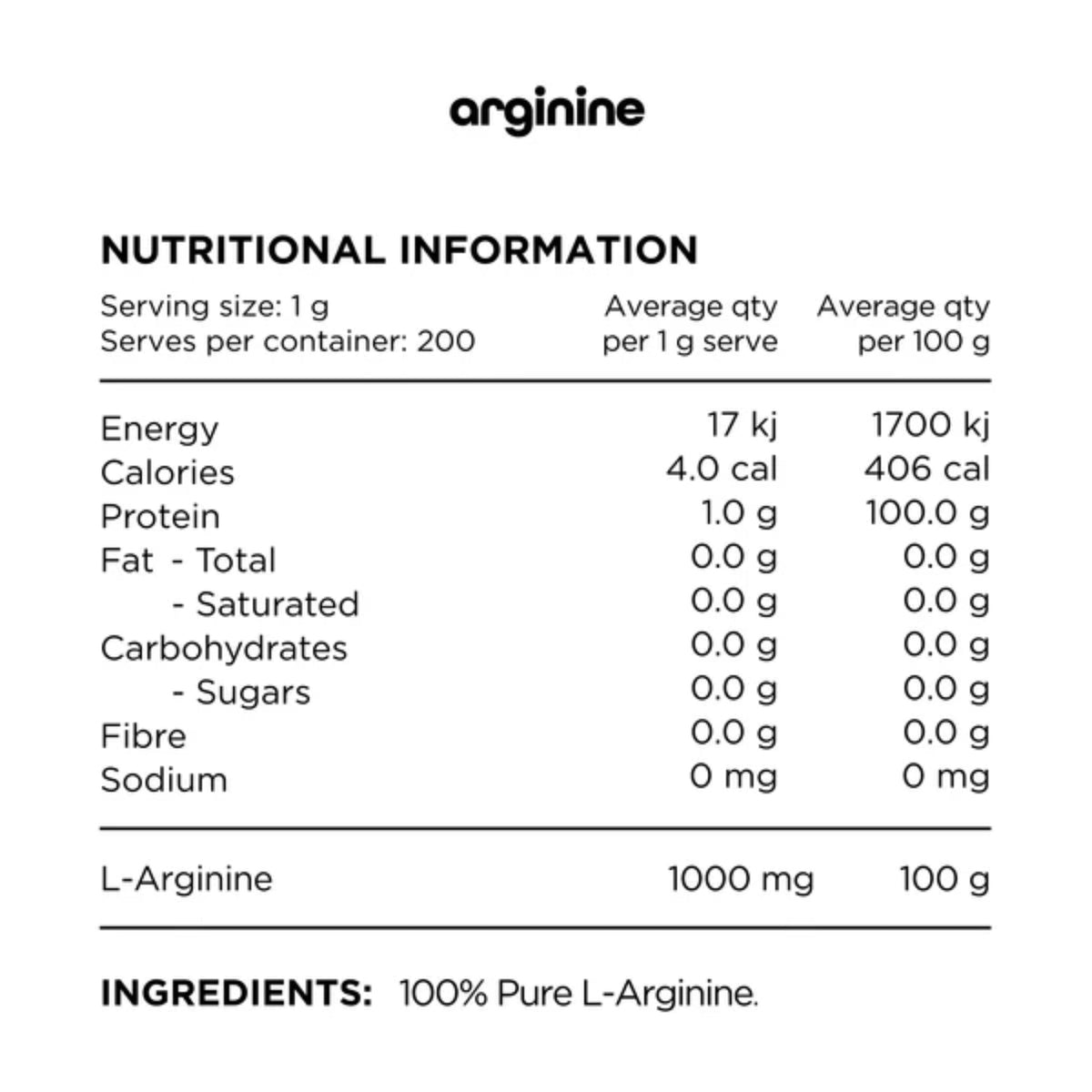 L-Arginine by Switch Nutrition L-Arginine SWITCH NUTRITION  - Image 2