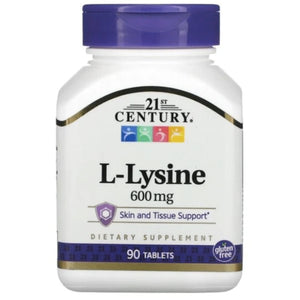L-Lysine 600 mg by 21st Century Amino Acids SUPPS247 90 capsules 