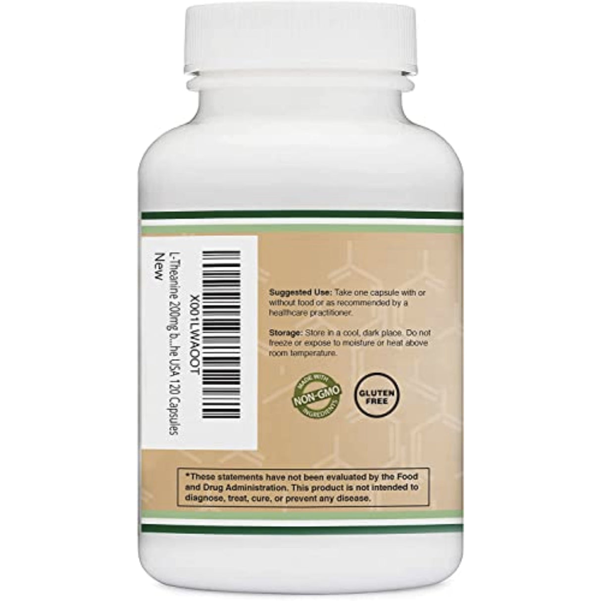 L-Theanine 200 mg by Double Wood anti stress, adrenal rebuild, Amazon 