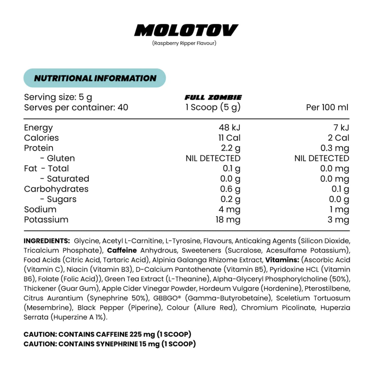 MOLOTOV Thermogenic Formula by Zombie Labs FAT BURNER Zombie Labs 