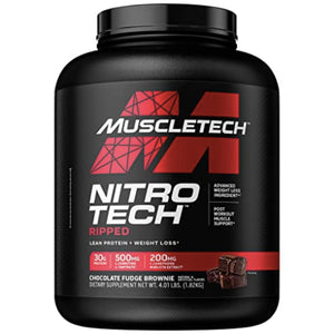 MuscleTech Nitro Tech Ripped Whey Protein Isolate 4 LB PROTEIN SUPPS247 4 lbs Chocolate Fudge Brownie 