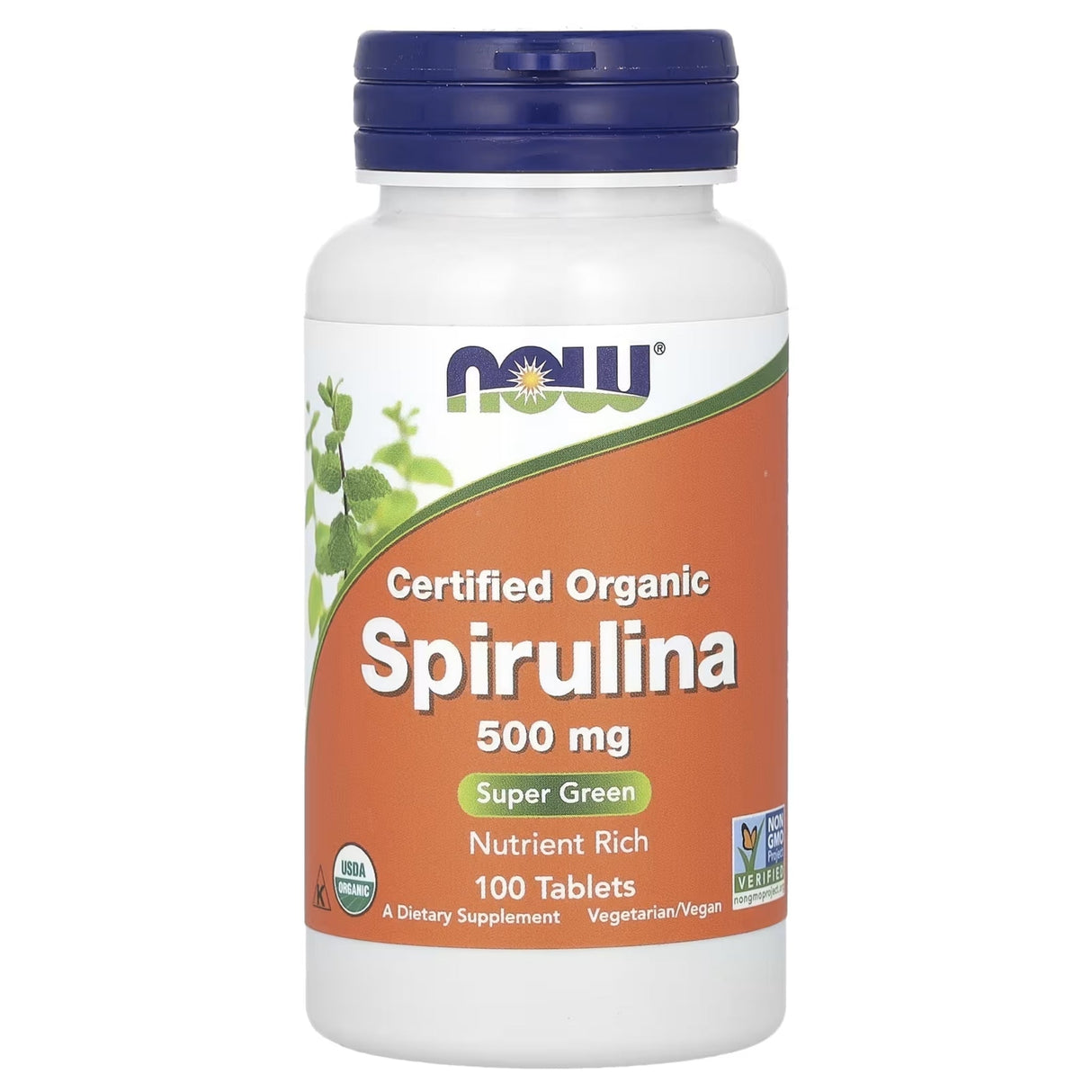 NOW Foods Certified Organic Spirulina 500 mg spirulina NOW 100 Tablets 