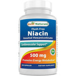 Niacin 500mg 180 Capsules by Best Naturals cardiovascular support Best Naturals 