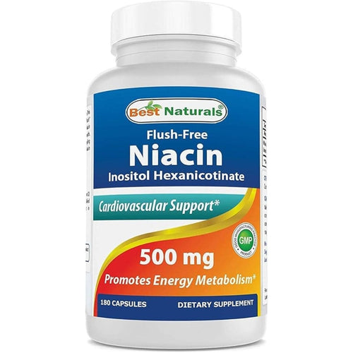 Niacin 500mg 180 Capsules by Best Naturals cardiovascular support Best Naturals 