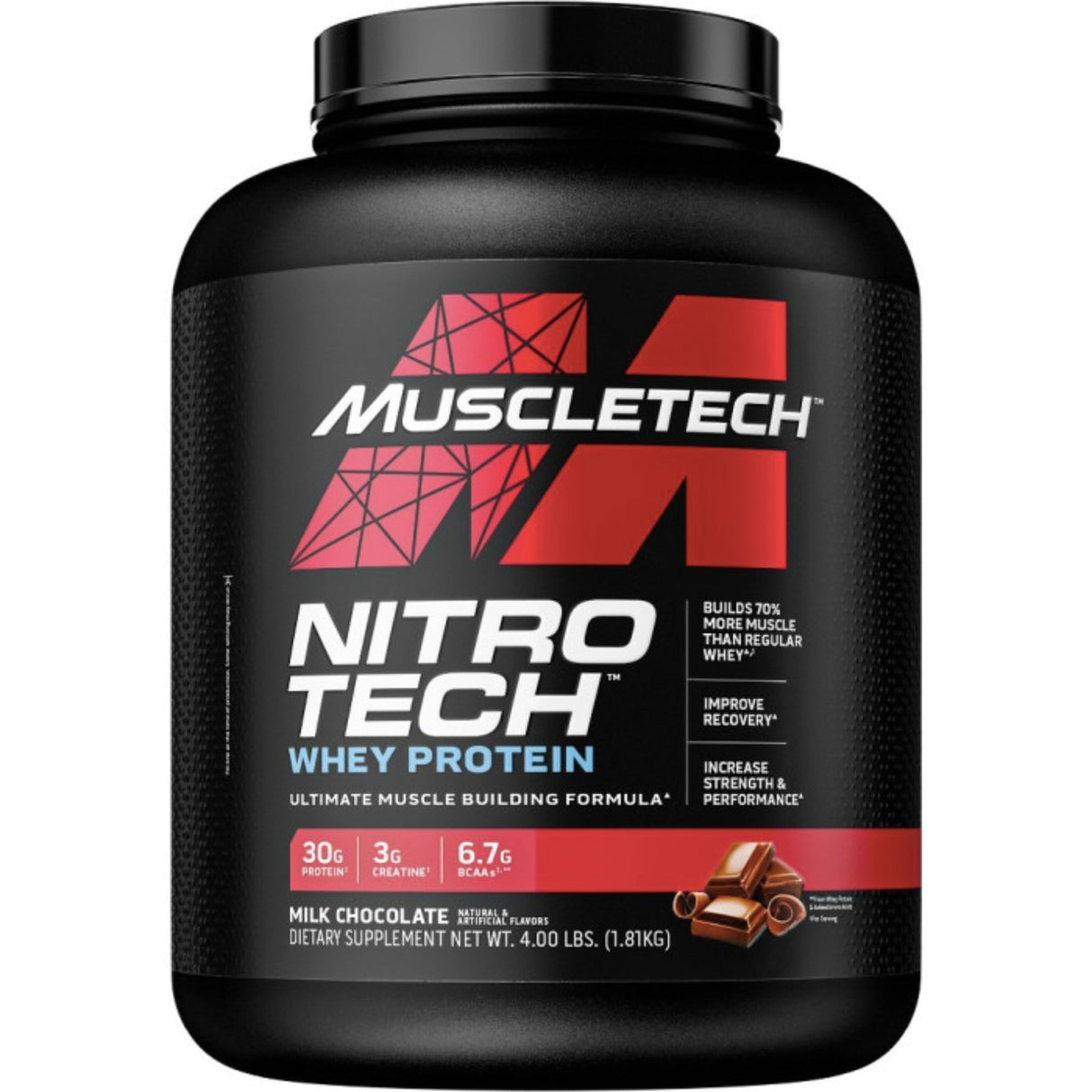 Nitro Tech Whey Protein by Muscletech Whey Proteins MUSCLETECH 4 LB Milk Chocolate 