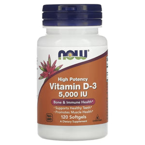 Now Vitamin D-3 125 mcg (5,000 IU) Vitamin D SUPPS247 120 Softgels 