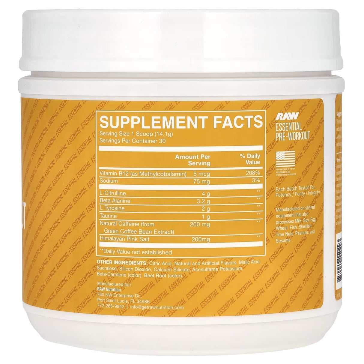 CBUM Essential Pre-Workout by Raw Nutrition PRE WORKOUT Get Raw Nutrition 