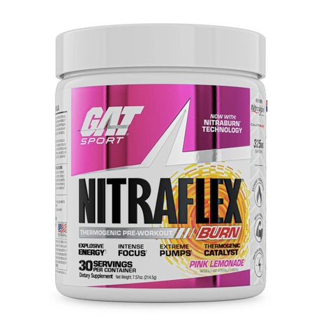 GAT Sport Nitraflex Burn WEIGHT LOSS/THERMOGENIC GAT Pink Lemonade 