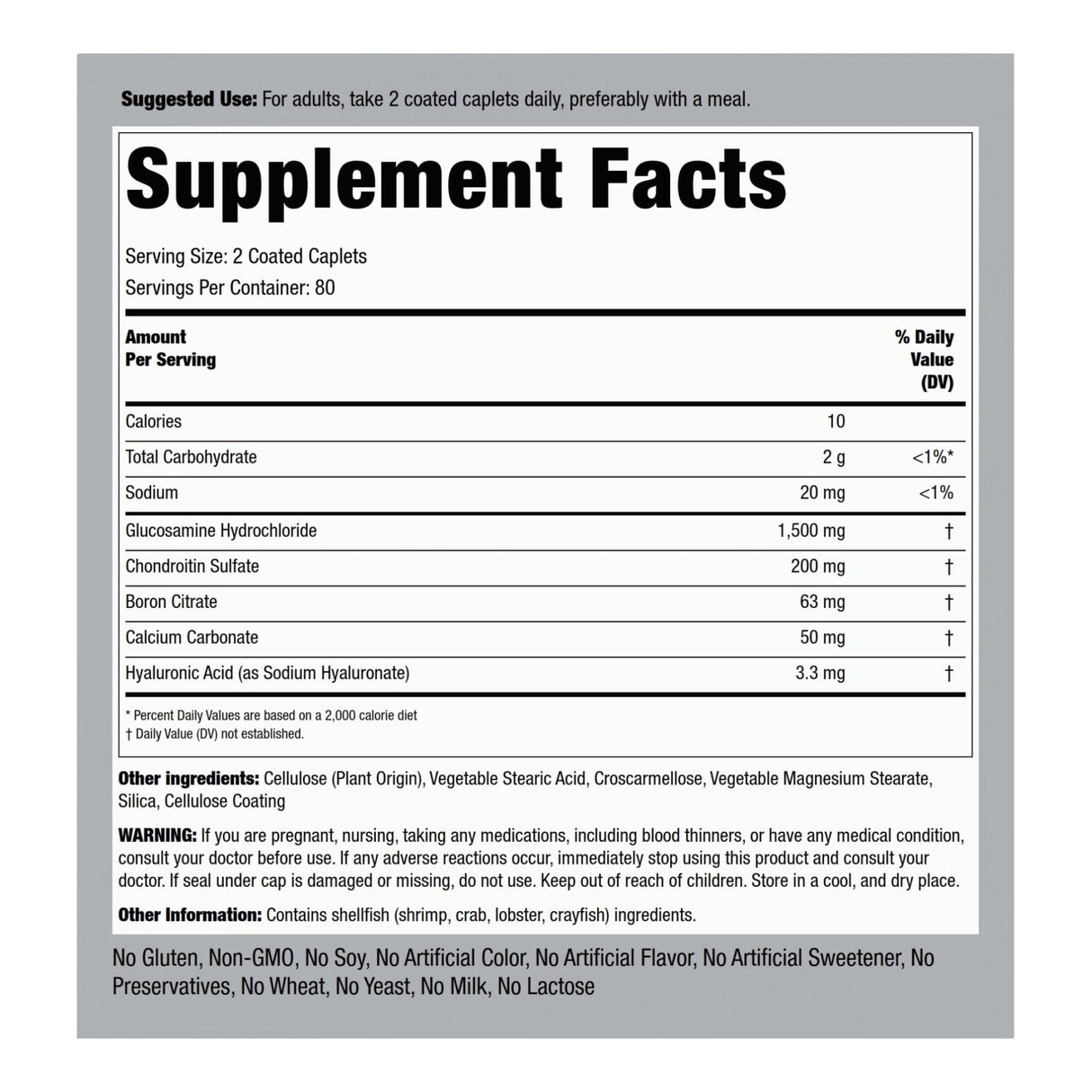 Piping Rock Advanced Formula Glucosamine Chondroitin with Hyaluronic Acid Muscles, Bones & Joints Piping Rock 