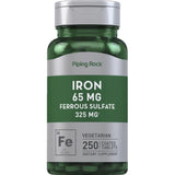 Piping Rock Iron Ferrous Sulfate 65 mg | 250 count | Iron Supplement General Piping Rock 