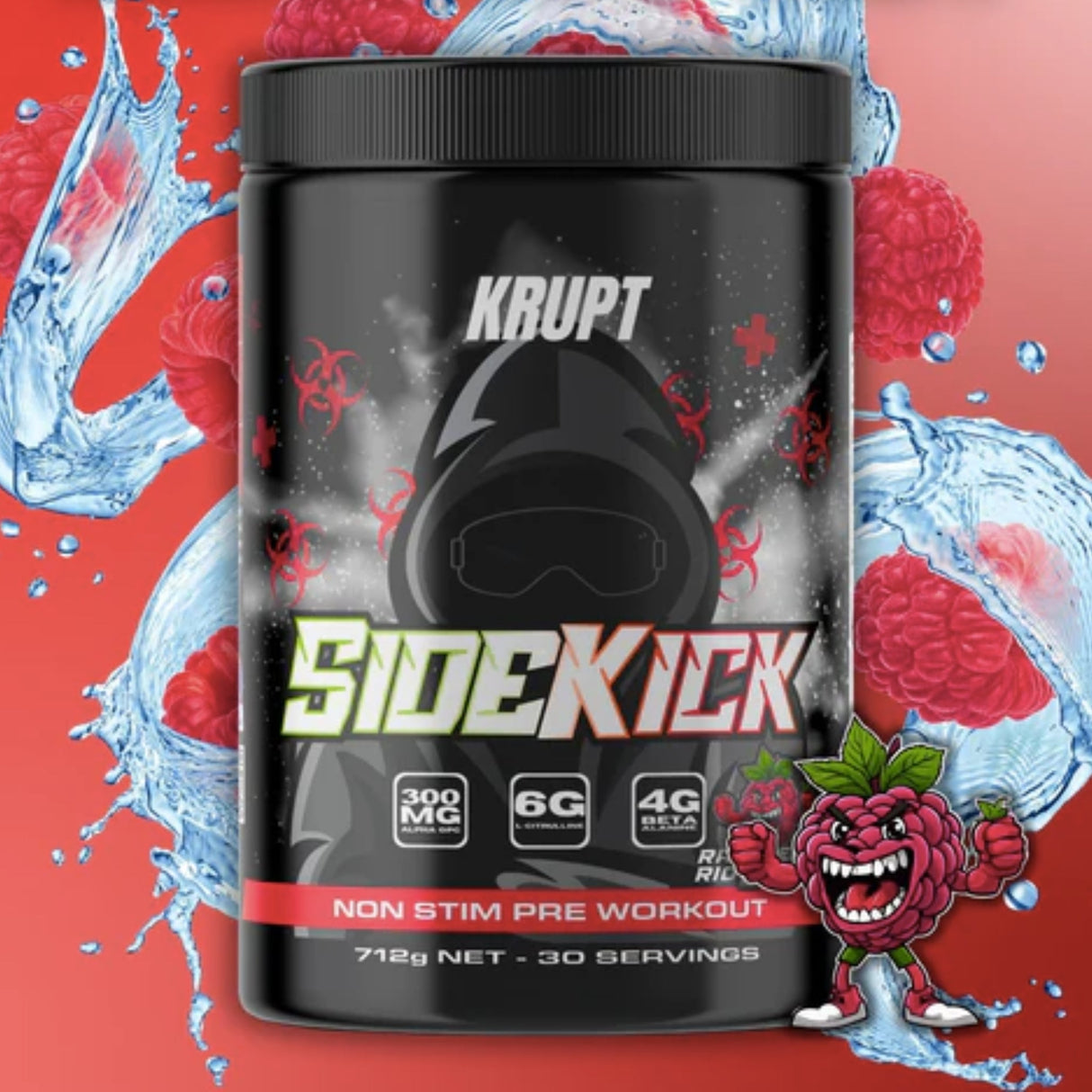 Sidekick Non-Stim Pre-Workout by Krupt Pre-Workout Krupt Raspberry Riot 