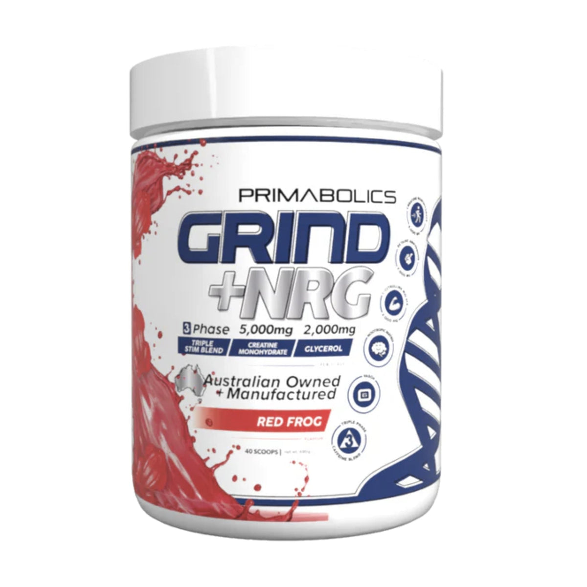 Grind + NRG by Primabolics PRE WORKOUT Primabolics Red Frog  - Image 4