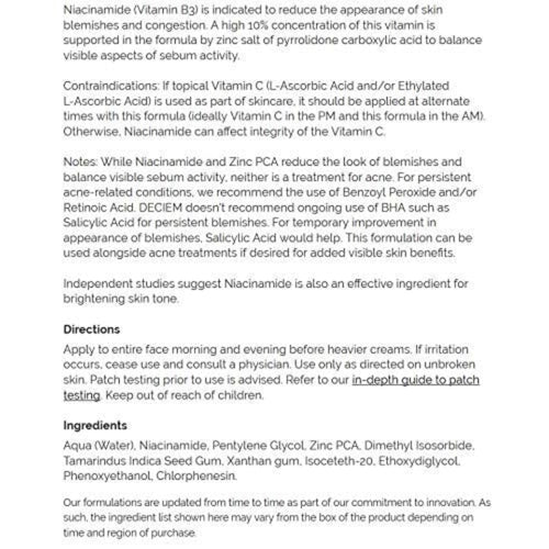 The Ordinary Niacinamide Zinc Serum skin serum SUPPS247 