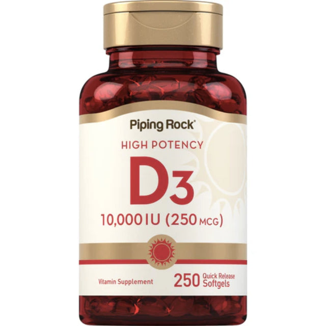 Vitamin D3 10,000 IU by Piping Rock Vitamins, Minerals & Supplements Piping Rock 250 Softgels 