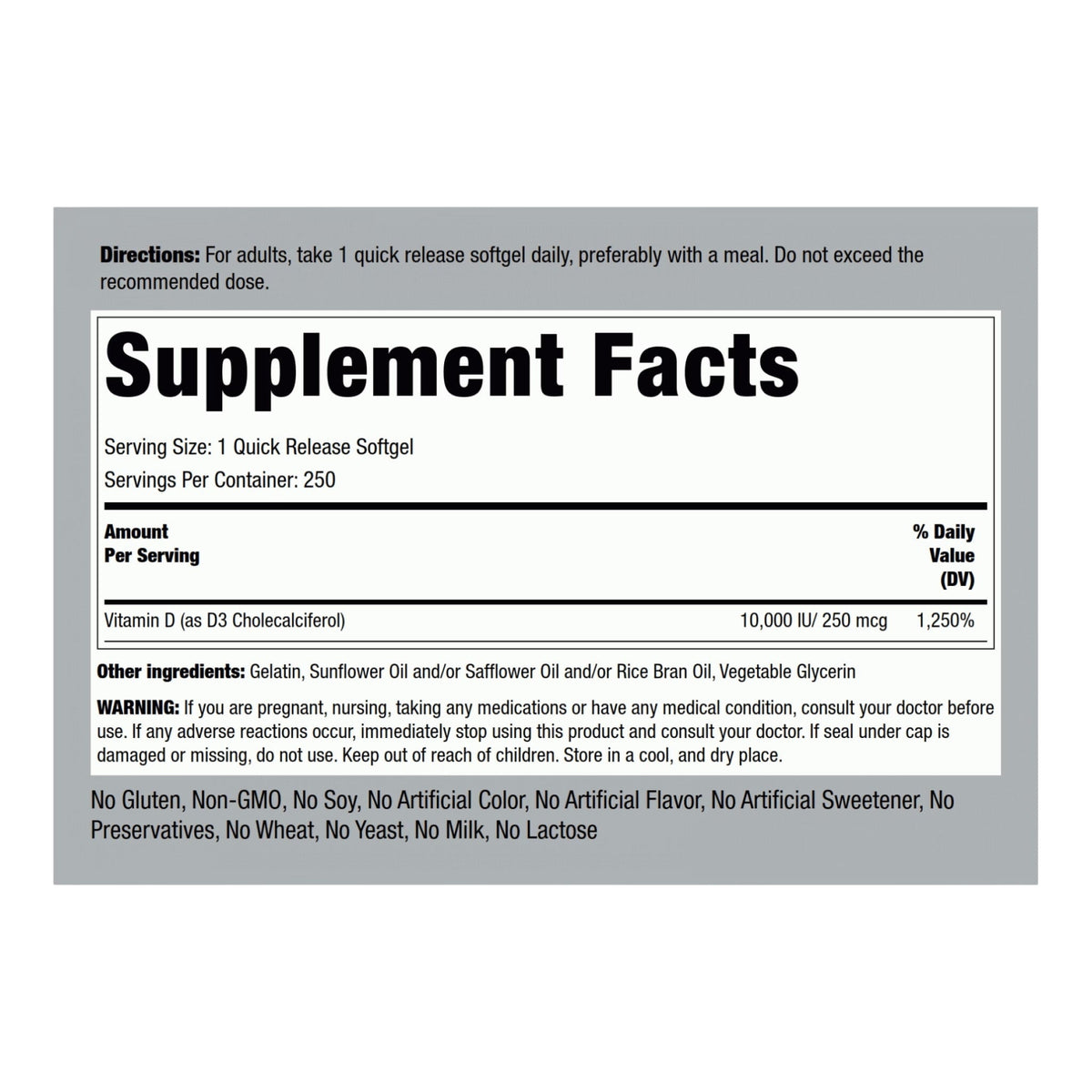 Vitamin D3 10,000 IU by Piping Rock Vitamins, Minerals & Supplements Piping Rock  - Image 2