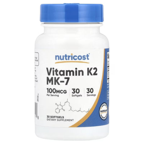 Vitamin K2 MK7 100 mcg by Nutricost Muscles, Bones & Joints Nutricost 30 Softgels 