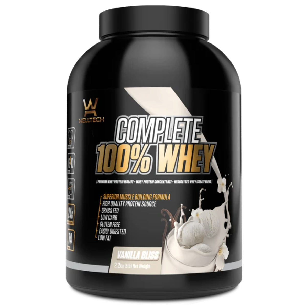 Welltech Nutrition Complete 100% Whey Grass-Fed 5LB PROTEIN SUPPS247 Vanilla Bliss 5 LB  - Image 3