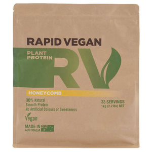 Rapid Vegan by Rapid Supplements Vegan Protein supps247Springvale 1 KG Honeycomb 
