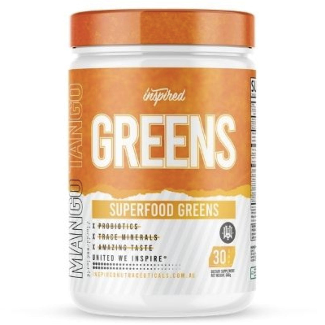 Inspired Greens Superfood by IN EXPIRY 25/5/24 superfood supps247Springvale 30 Serves MANGO TANGO 