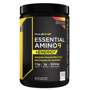 R1 Essential Amino 9 + ENERGY by Rule EAA'S RULE1 Peach Mango 