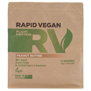 Rapid Vegan by Rapid Supplements Vegan Protein supps247Springvale 1 KG Peanut butter 