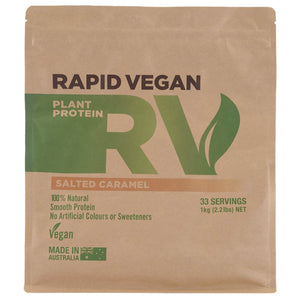 Rapid Vegan by Rapid Supplements Vegan Protein supps247Springvale 1 KG Salted Caramel 