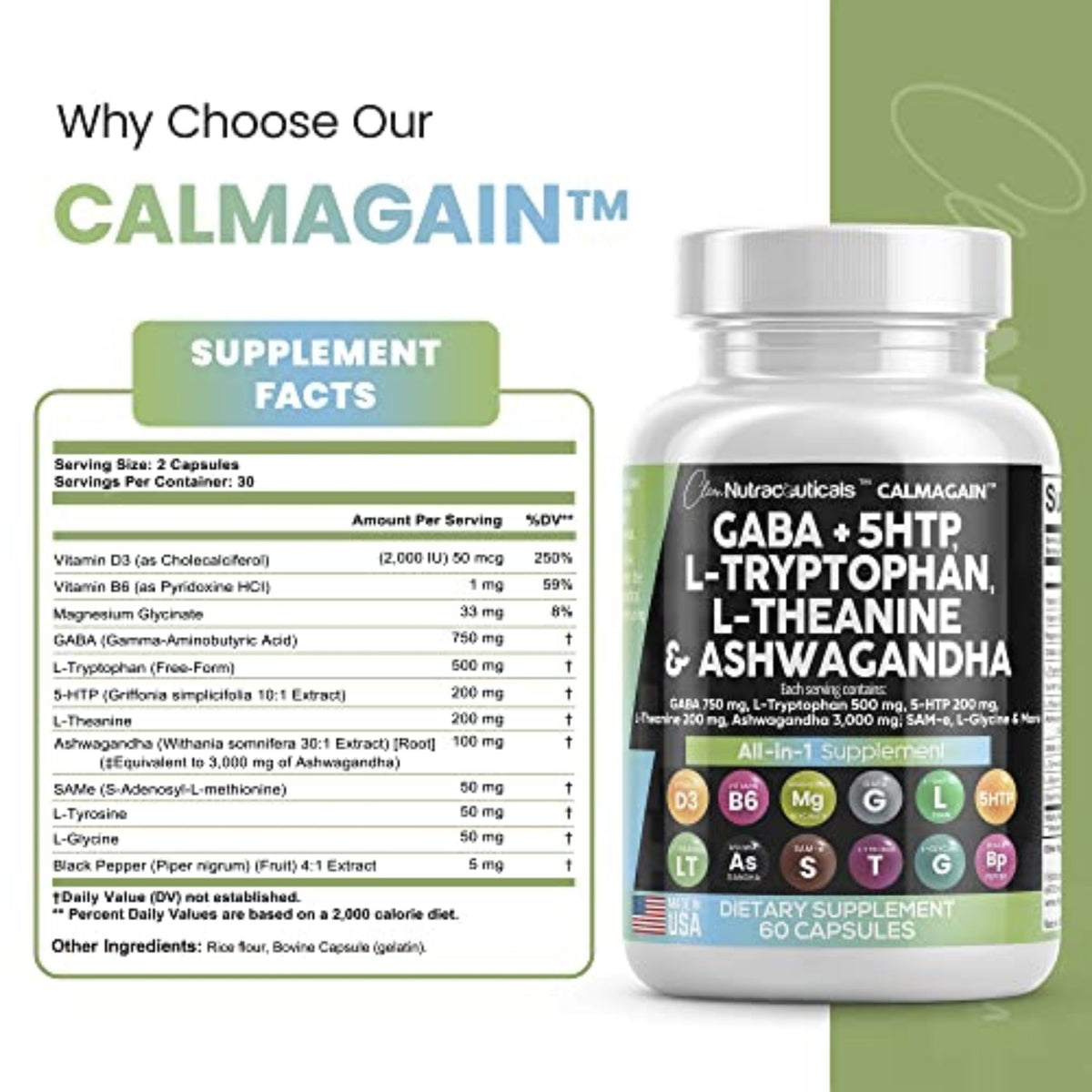 Calmagain by Clean Nutraceuticals GENERAL HEALTH SUPPS247  - Image 3