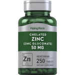 Chelated Zinc Gluconate 50mg by PipingRock Vitamins, Minerals & Supplements Piping Rock 250 Tablets 