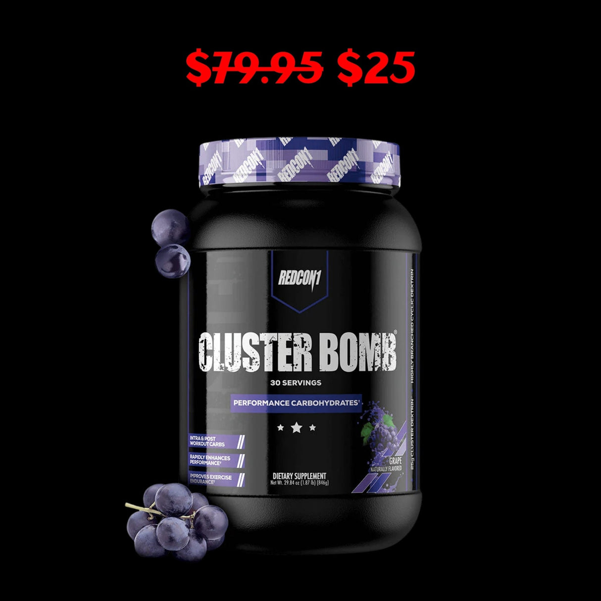 Cluster Bomb by Redcon1 EXP 07/2025 CARBOHYDRATES Amazon 