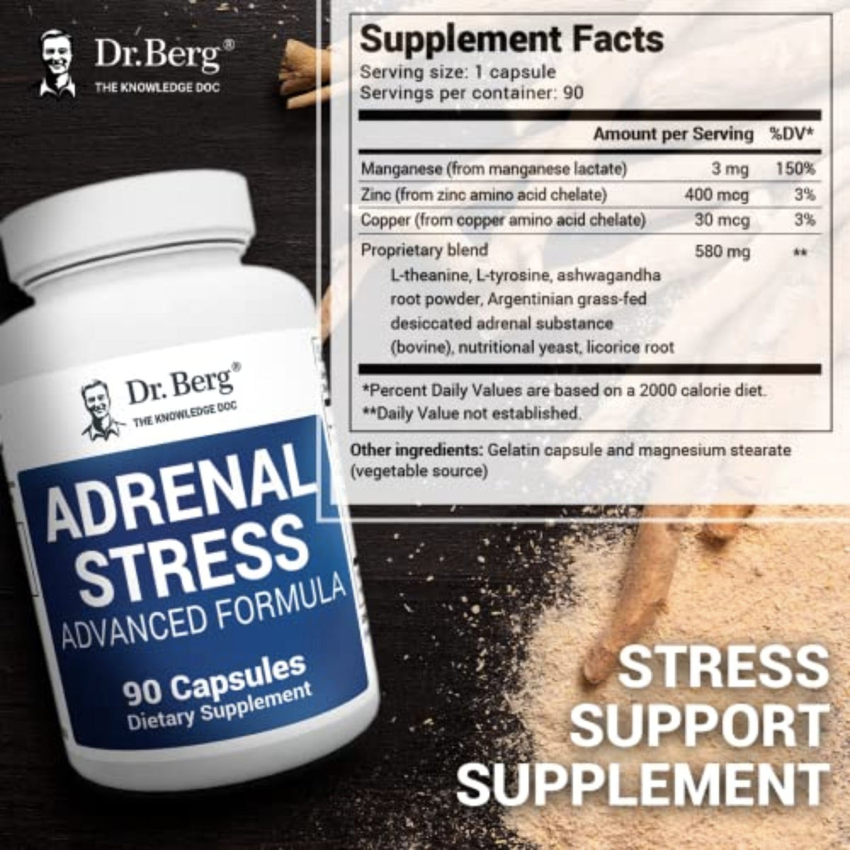 Dr. Berg’s Adrenal Stress Advanced Formula anti stress, adrenal rebuild, SUPPS247  - Image 3