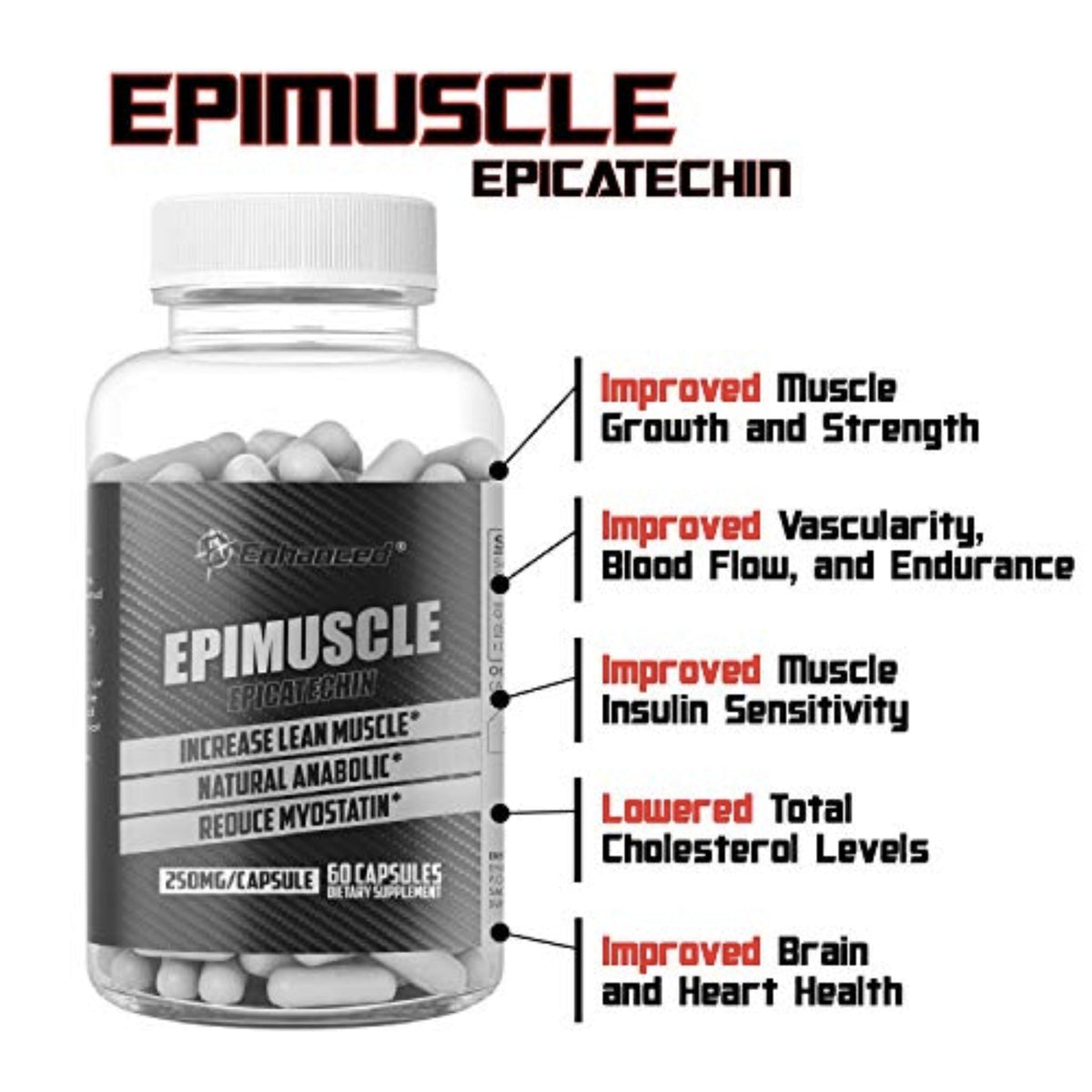 Enhanced Athlete Epimuscle 250mg Pure Epicatechin Sports Supplements SUPPS247  - Image 3