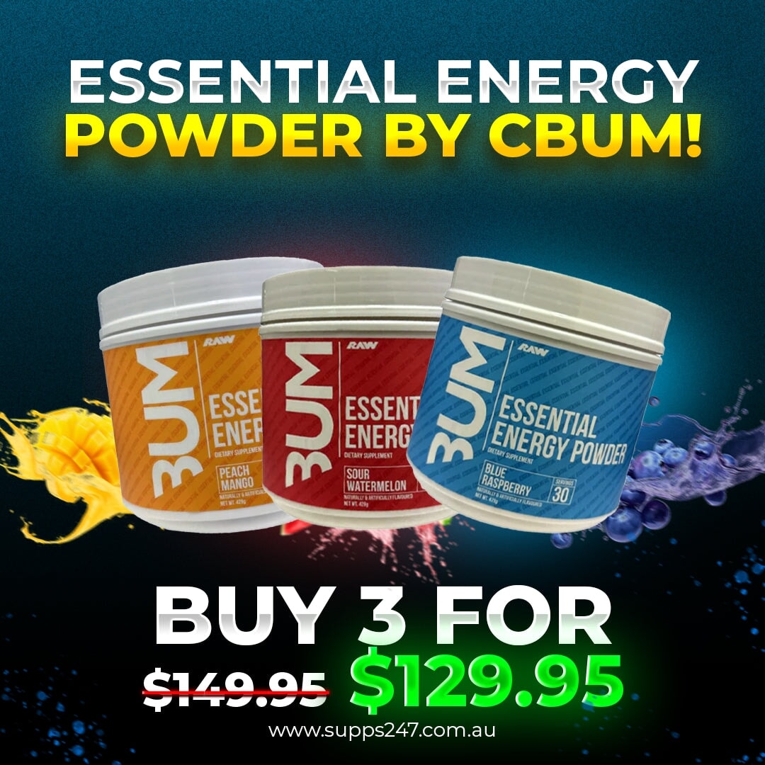 Essential Energy Powder by CBUM Pre-Workout unknown Peach Mango + Blue Raspberry 