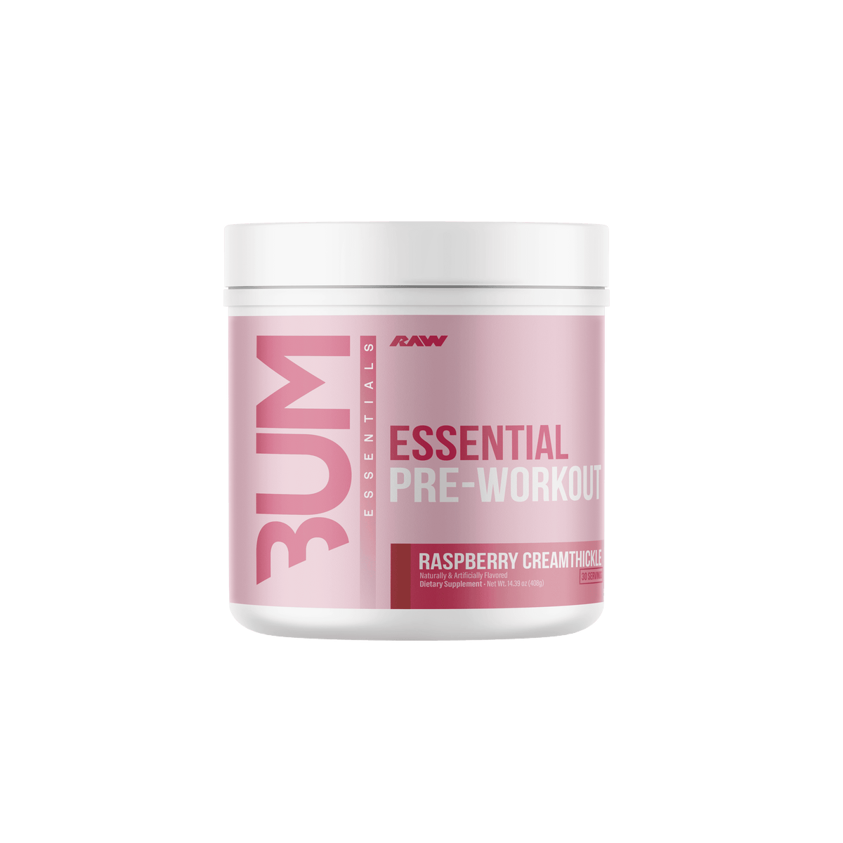 RAW Nutrition BUM Essential Pre-Workout 30 Servings Raspberry Creamthickle - Image 9