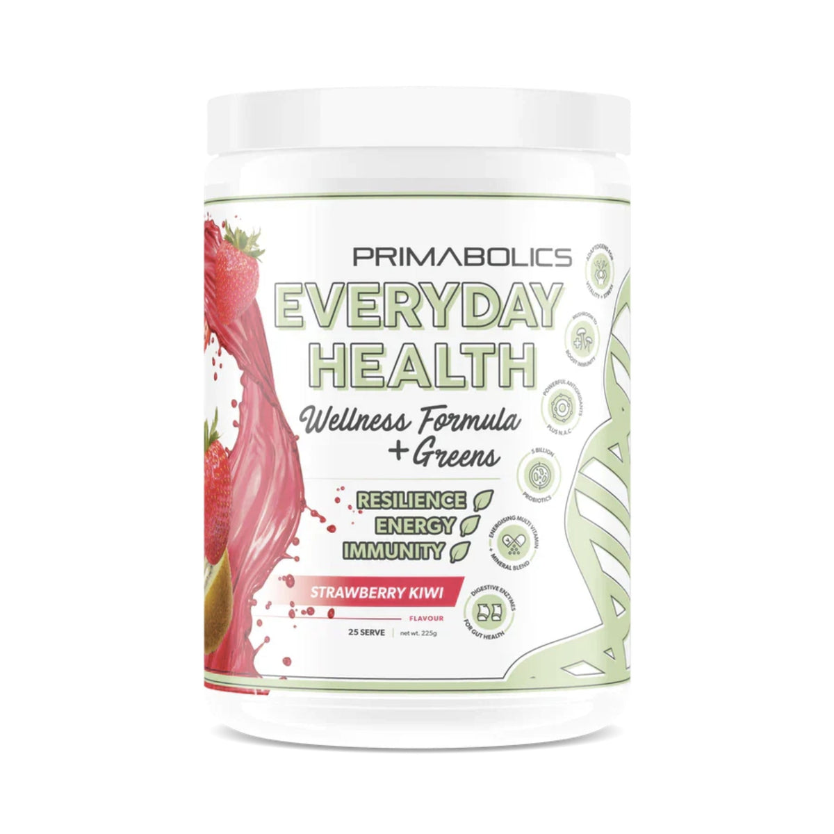 Everyday Health Greens by Primabolics GREENS Primabolics Strawberry Kiwi 25 Serves  - Image 3
