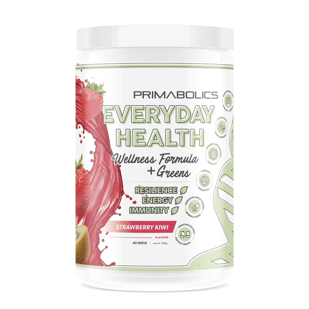 Everyday Health Greens by Primabolics GREENS Primabolics Strawberry Kiwi 40 Serves  - Image 9