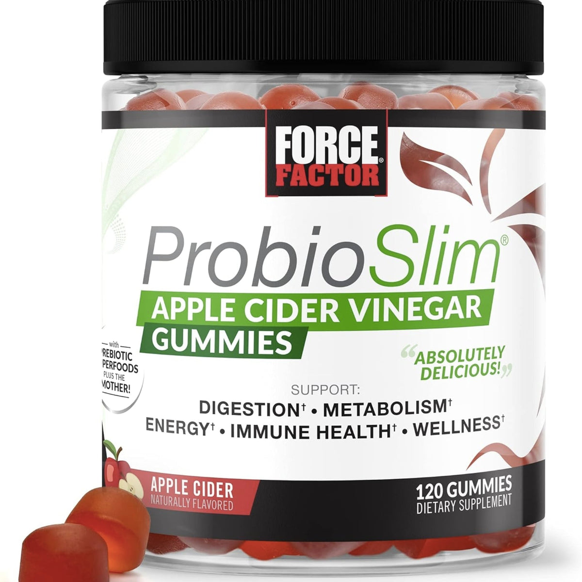 Force Factor ProbioSlim Apple Cider Vinegar 120 Gummies weight loss SUPPS247  - Image 1