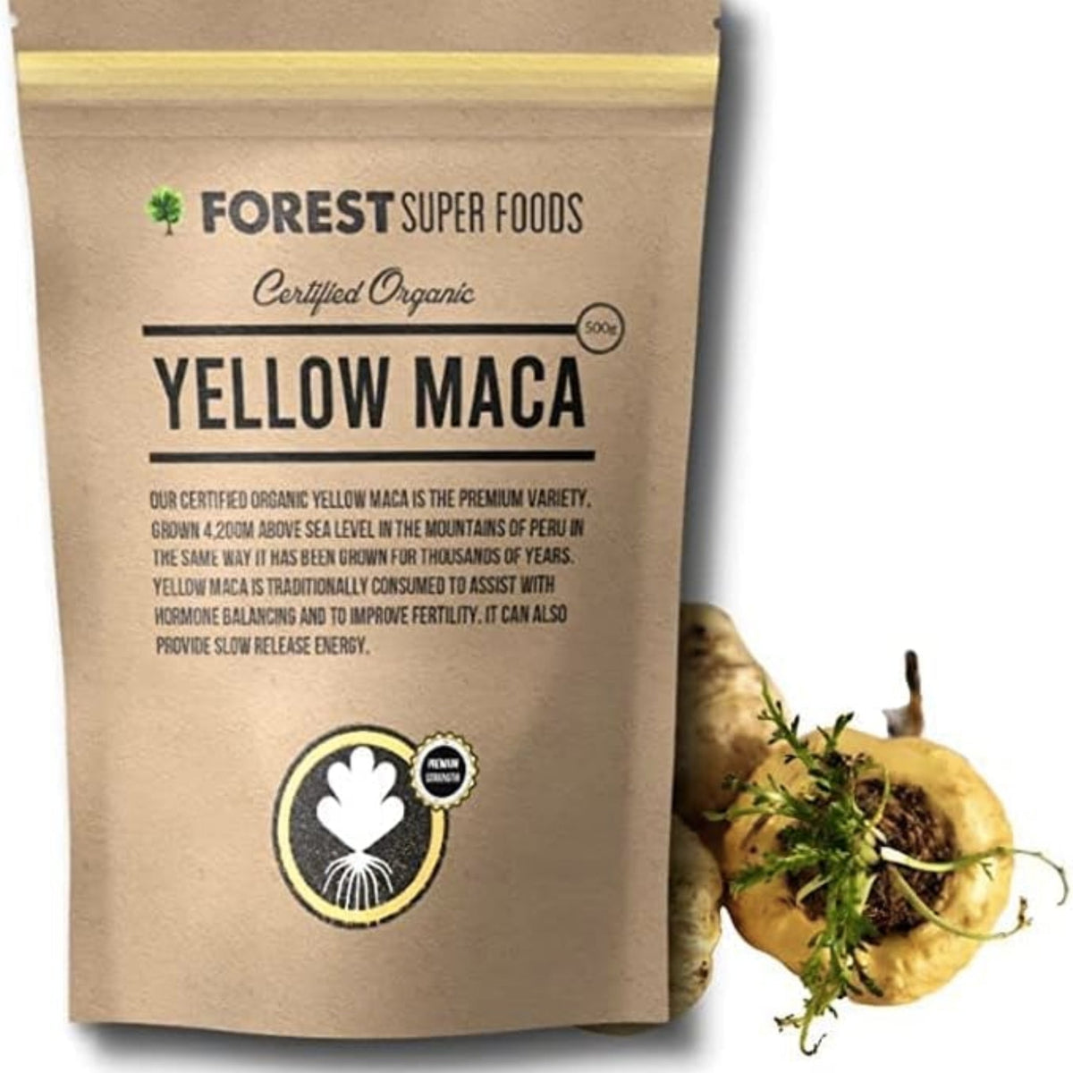 Forest Super Foods Yellow Maca Root Powder 500g MACA ROOT SUPPS247  - Image 1