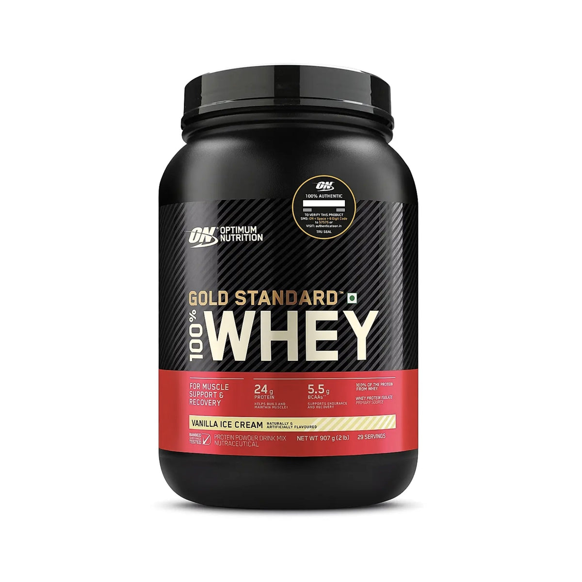 Gold Standard 100% Whey by Optimum Nutrition 2 Lbs PROTEIN OPTIMUM NUTRITION 2 Lbs Vanilla ice Cream  - Image 3
