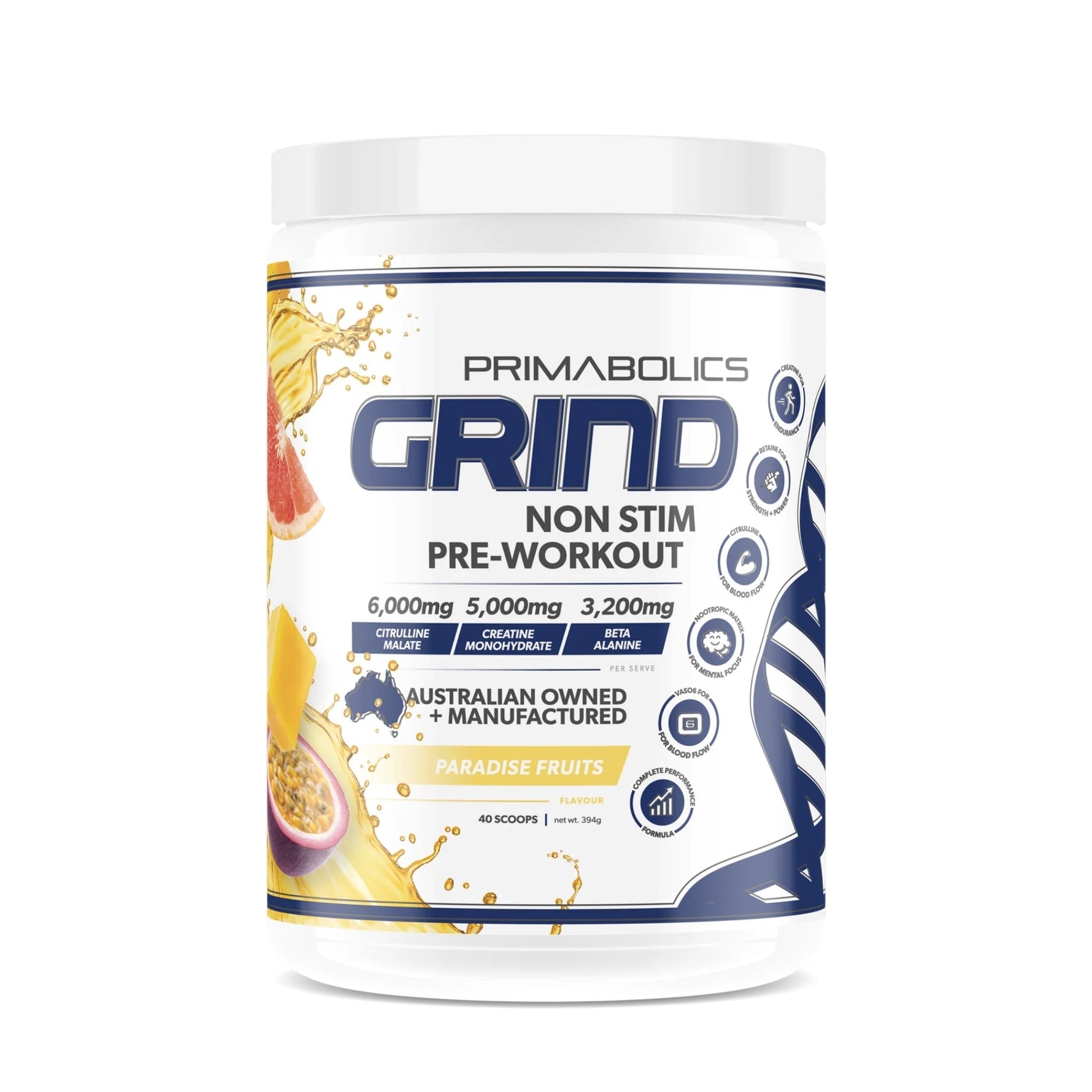 Grind Non Stim Pre Workout by Primabolics PRE WORKOUT Primabolics Paradise Fruits 