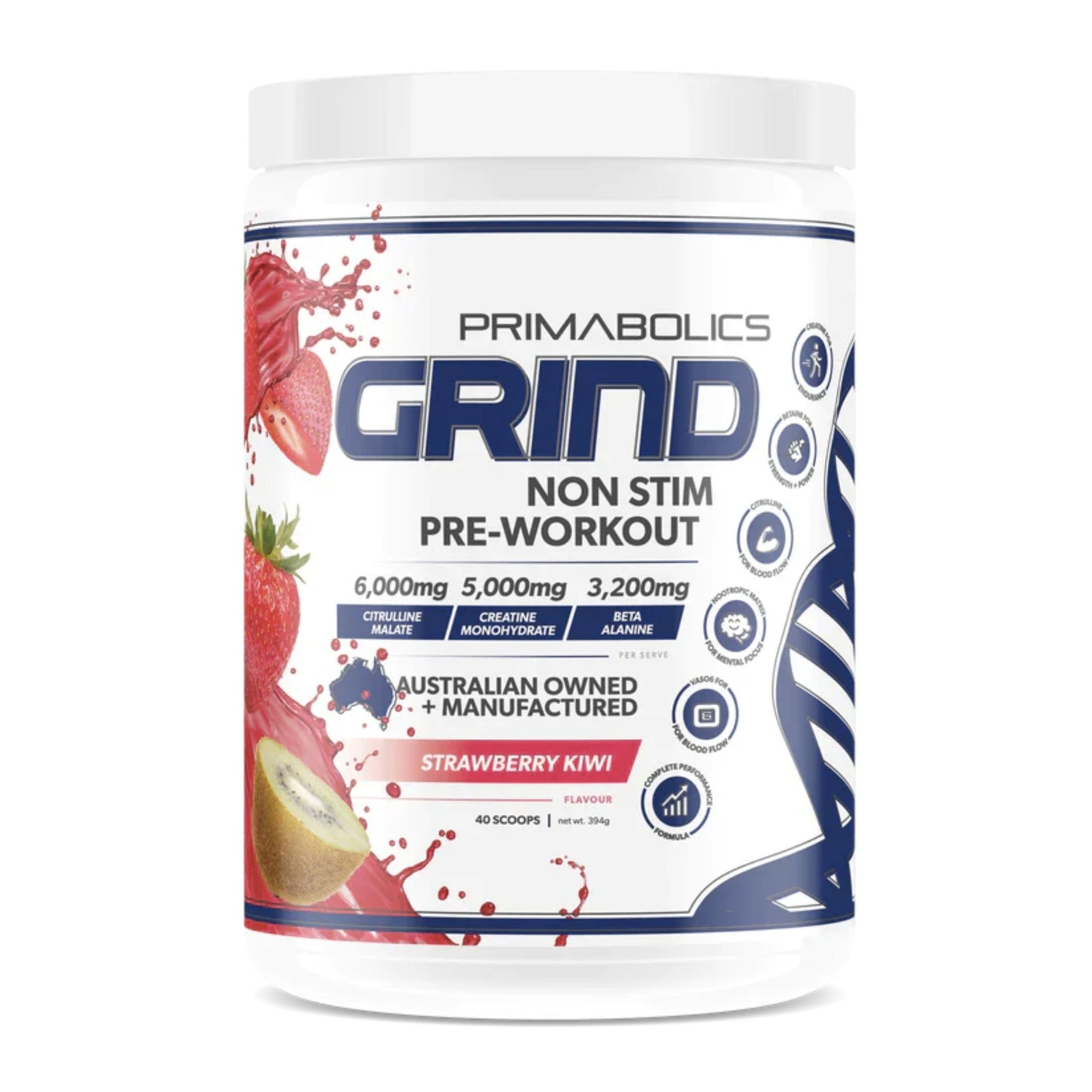 Grind Non Stim Pre Workout by Primabolics PRE WORKOUT Primabolics Strawberry Kiwi 