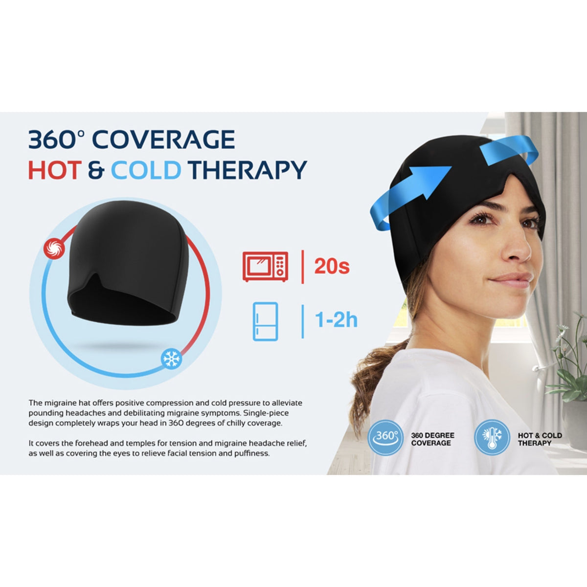Iodoo Hot and Cold Therapy Migraine Relief Soft Gel Hat Pain relief SUPPS247  - Image 7