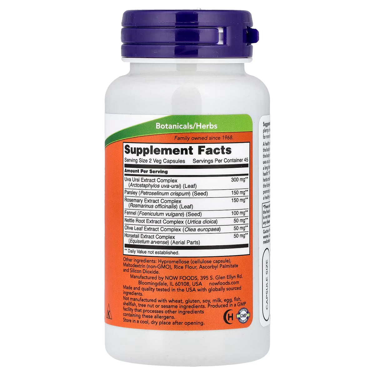 Kidney Cleanse by NOW supplement facts ingredients and nutritional information panel
 - Image 2