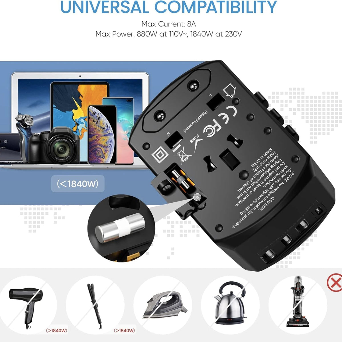 LENCENT Universal Travel Charger with 3 USB Ports charger SUPPS247  - Image 4