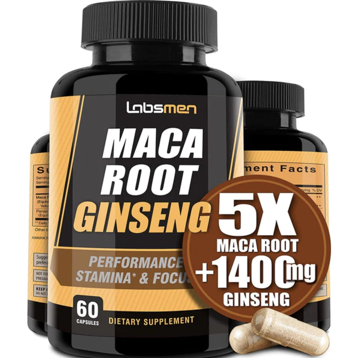 Labsmen's Maca Root Ginseng 60 CT Herbal Supplements SUPPS247  - Image 1